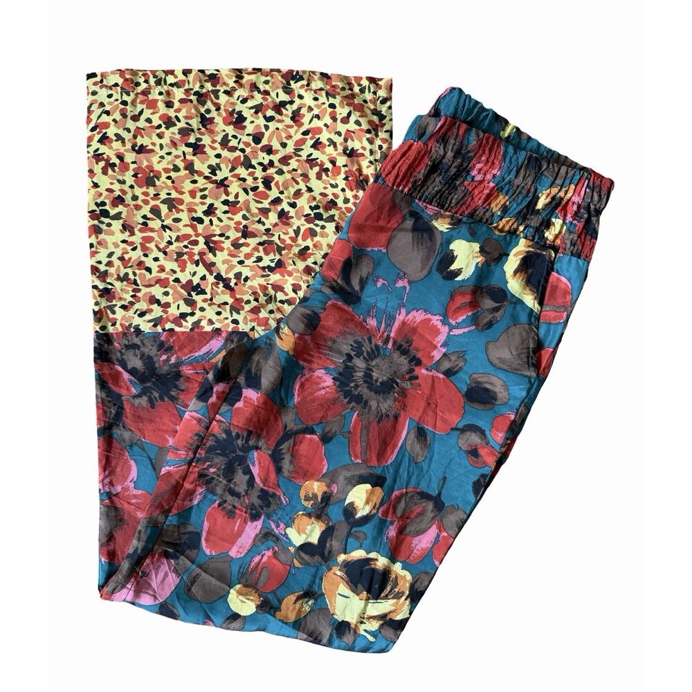 Women Silk Patterned Pants No Size- Fits Small Or Medium